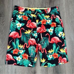 LoudMouth Golf Shorts Men's Size 32 Flamingo Tropical Hawaii John Daly Chino 11"